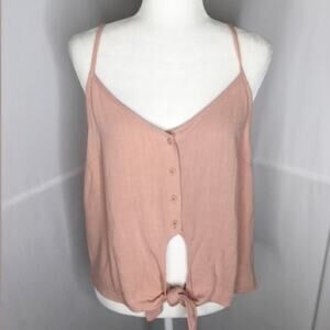 NWT top shop button tie front pink tank top